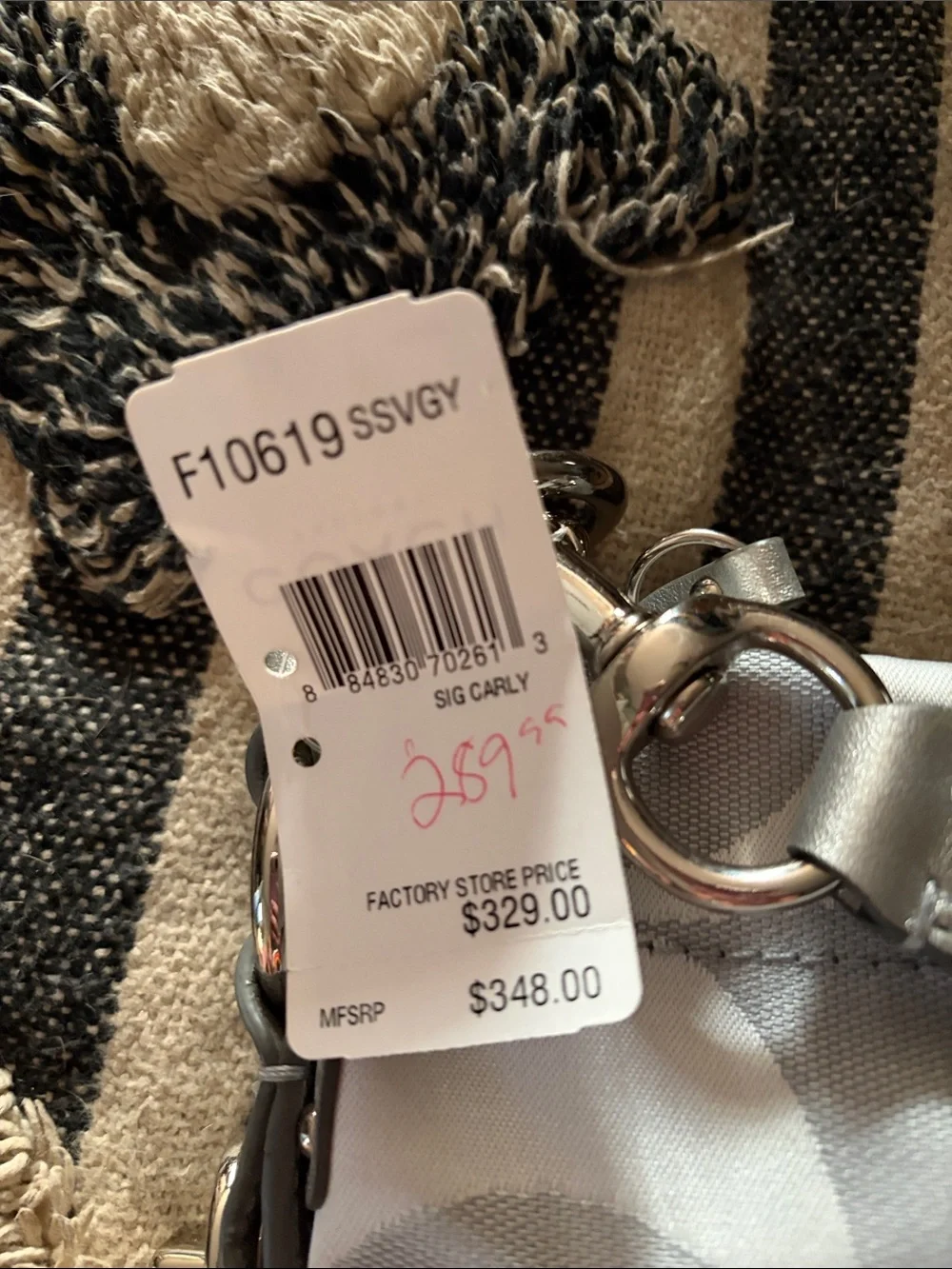 Coach Silver Signature Canvas Hobo with Metallic Trim NWT